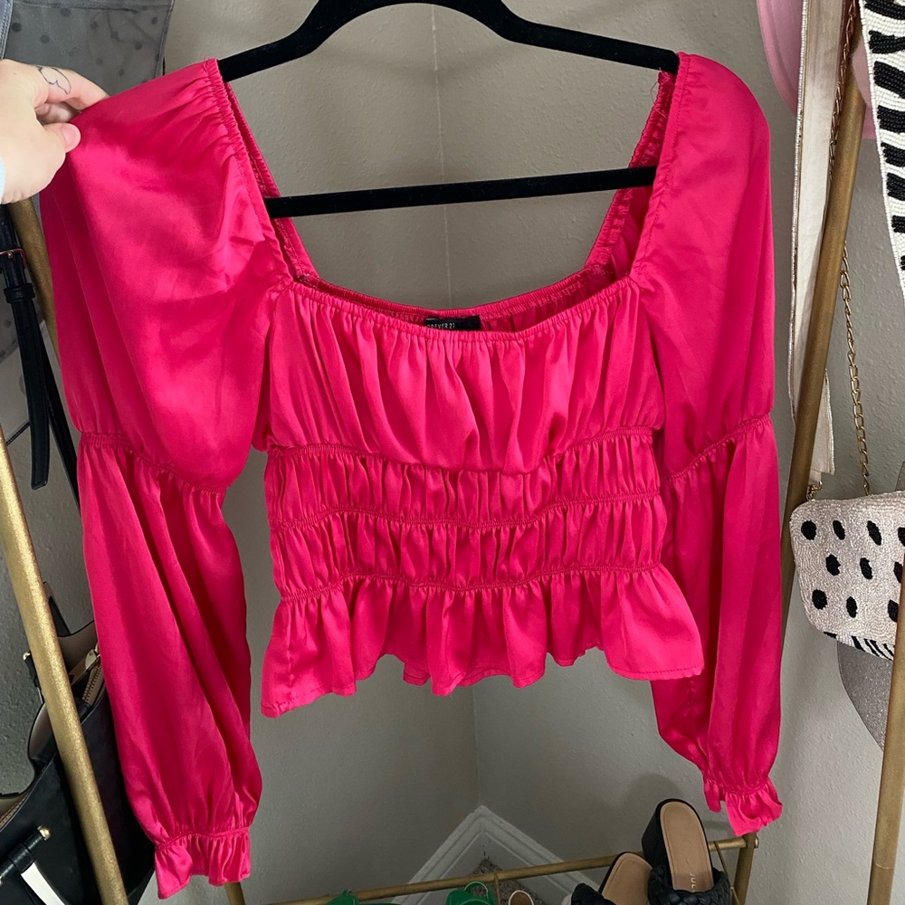Forever 21 Pink Crop Long Sleeve
